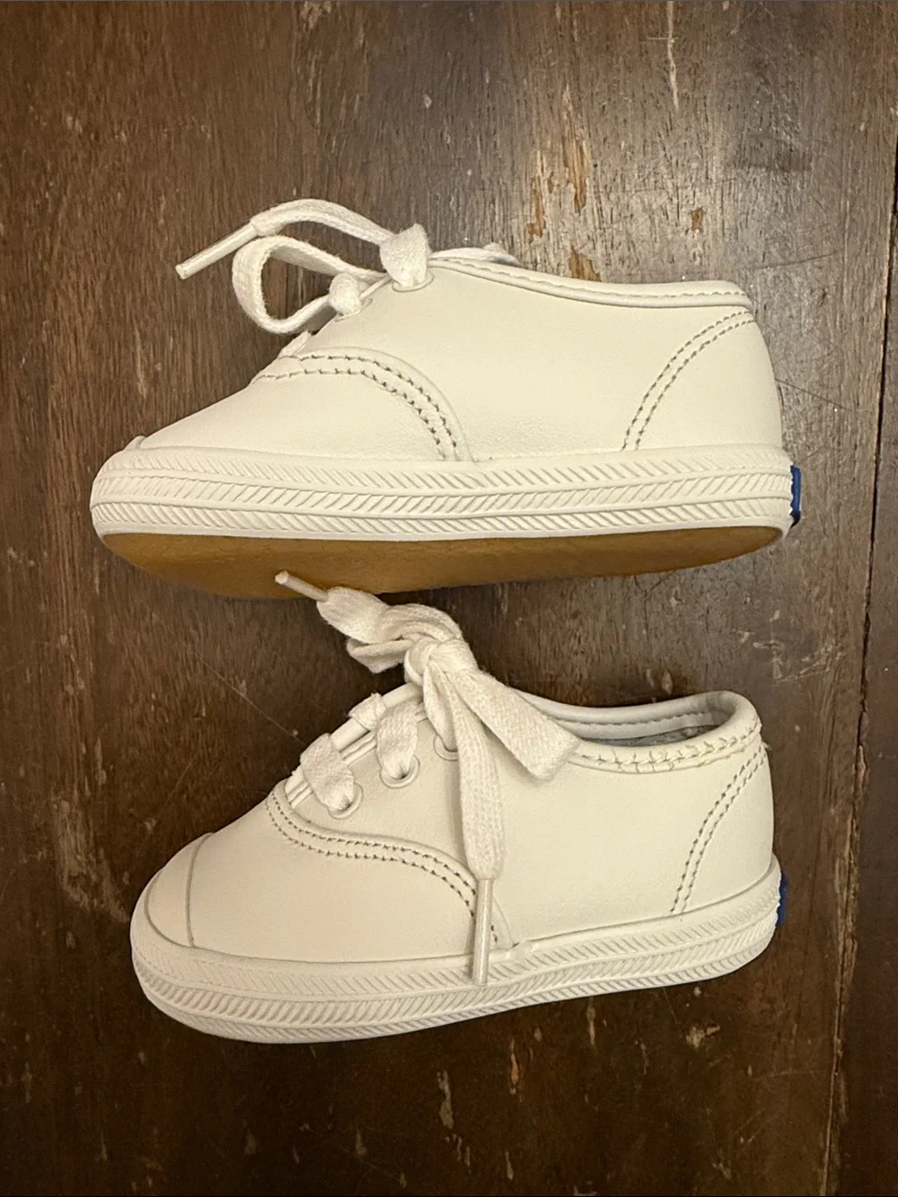 Keds White Toddler Lace-Up Leather Sneakers